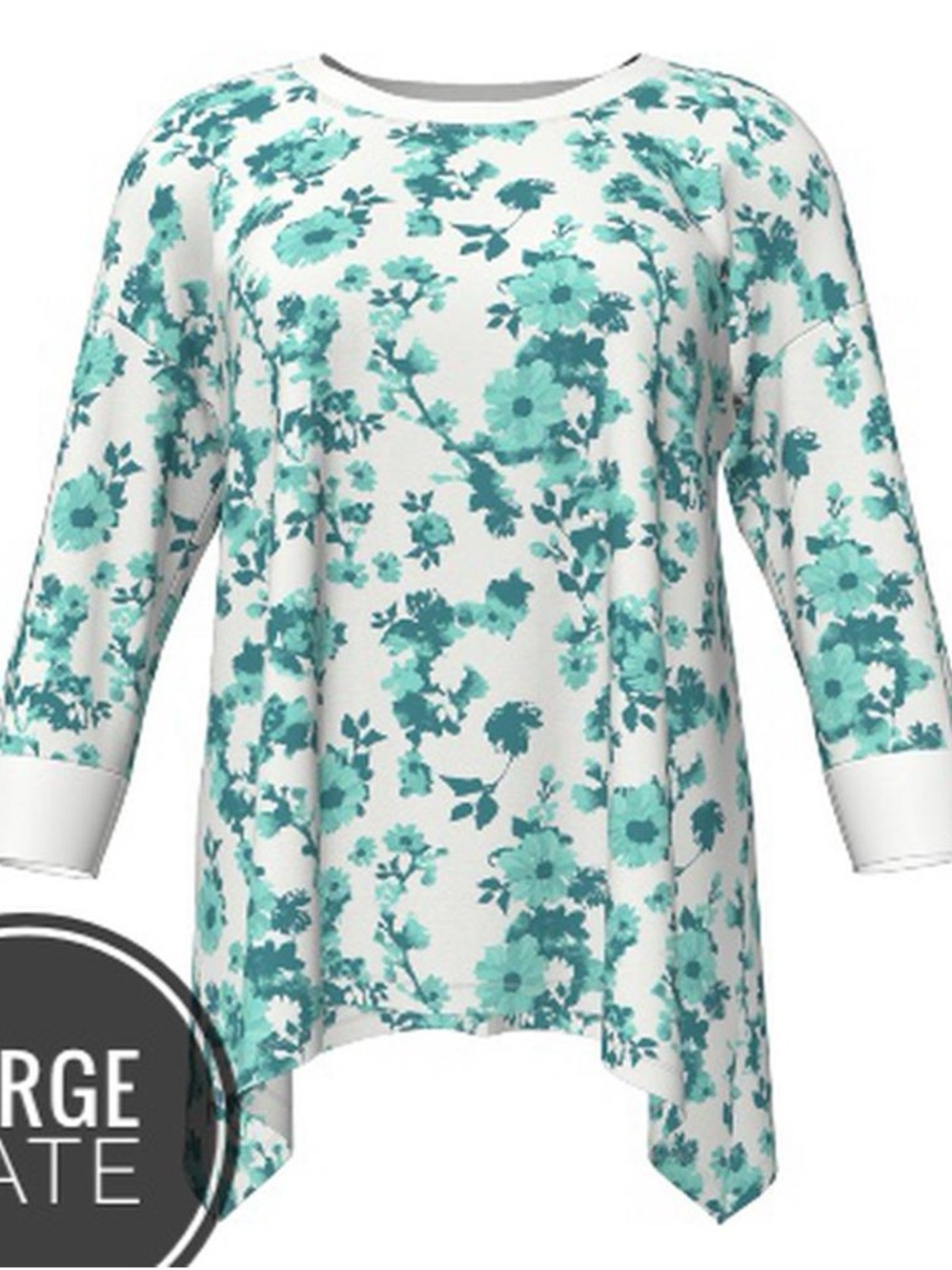LuLaRoe White Tunic with Teal Floral Print